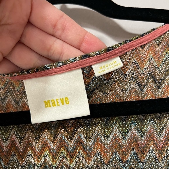 ANTHROPOLOGIE MAEVE Westwater Chevron Print Knit Knee Length A-line Dress Sz M - Picture 5 of 6